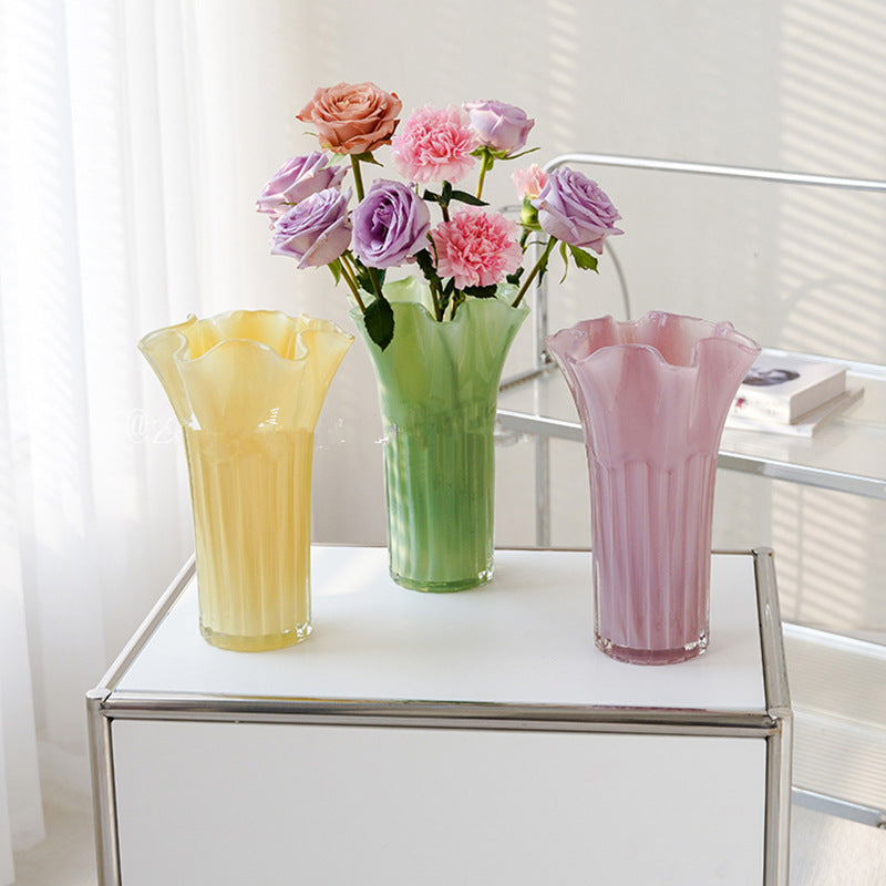 Nordic-Style Glass Vase - Elegant Fluted Flower Vase for Home Decor(White) - Image 3