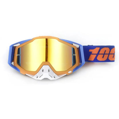 Orange and whiteMotorcycle Goggles - UV-Protective Anti-Dust Riding Glasses for Outdoor Sports(Red lenses)