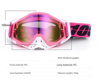Orange and whiteMotorcycle Goggles - UV-Protective Anti-Dust Riding Glasses for Outdoor Sports(Red lenses) - Image 3
