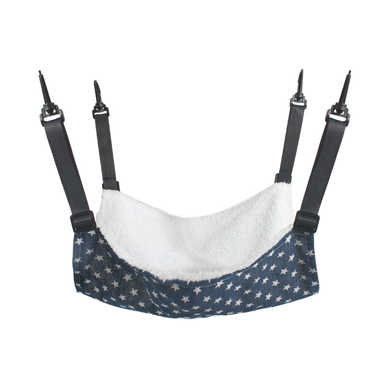 Cat Cage Hammock - Adjustable Double-Sided Pet Swing Bed with Hooks(Blue star)