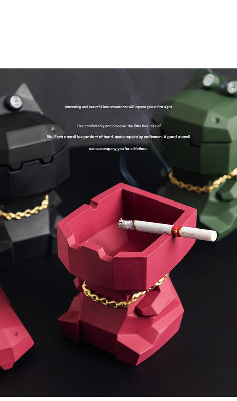 Hippo Ashtray with Lid - Stylish Geometric Decor for Home and Office(Green) - Image 7