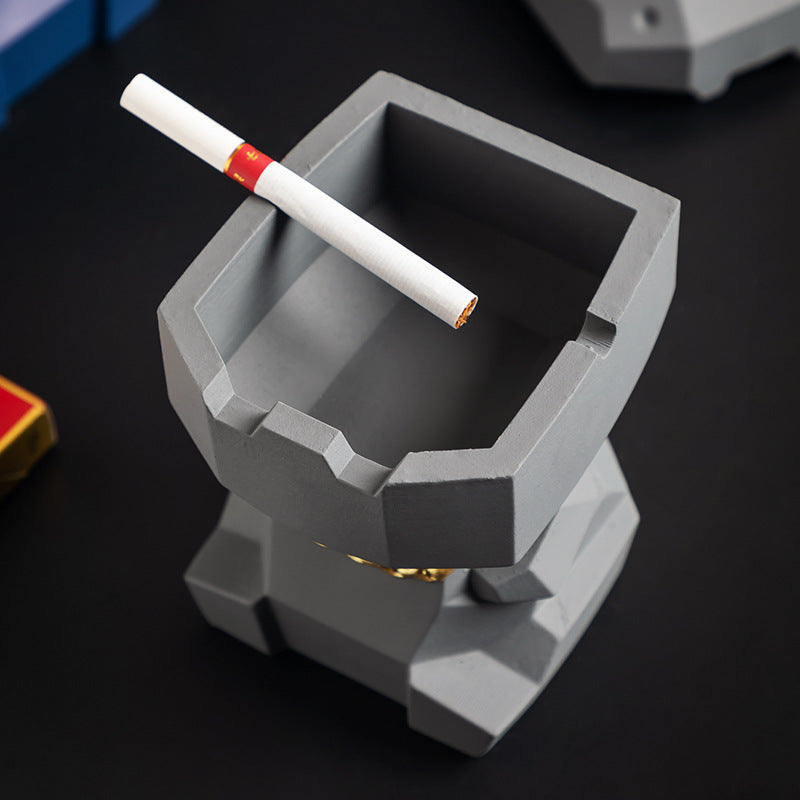 Hippo Ashtray with Lid - Stylish Geometric Decor for Home and Office(Blue) - Image 5