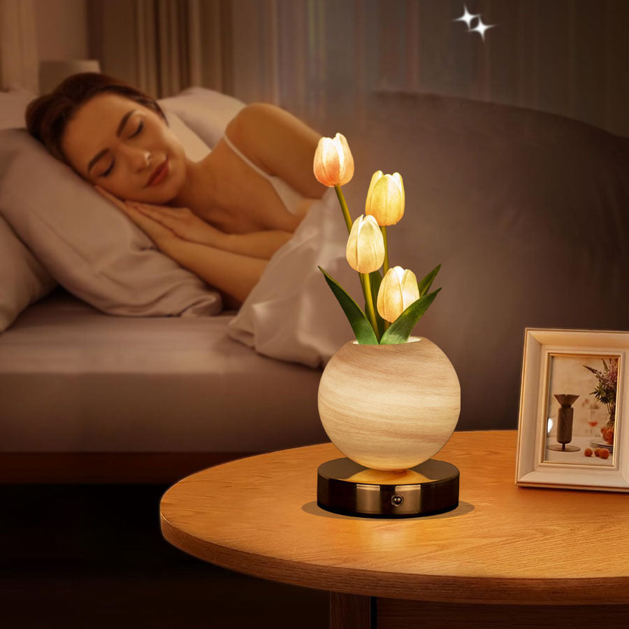 Pink Tulip Night Light - Floral Table Lamp for Bedroom Ambiance - Image 4