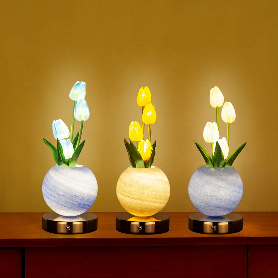 Blue Tulip Night Light - Floral Table Lamp for Bedroom Ambiance - Image 3