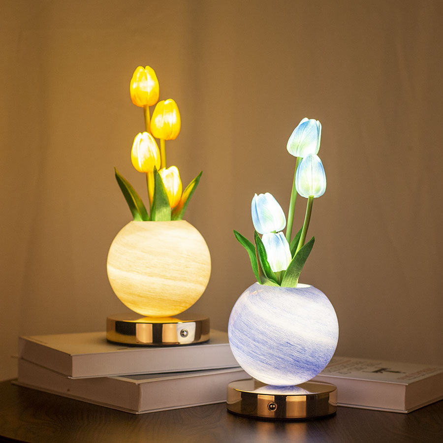 White Tulip Night Light - Floral Table Lamp for Bedroom Ambiance - Image 2