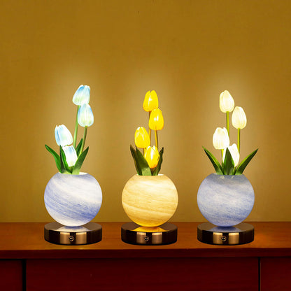 Orange Tulip Night Light - Floral Table Lamp for Bedroom Ambiance - Image 3
