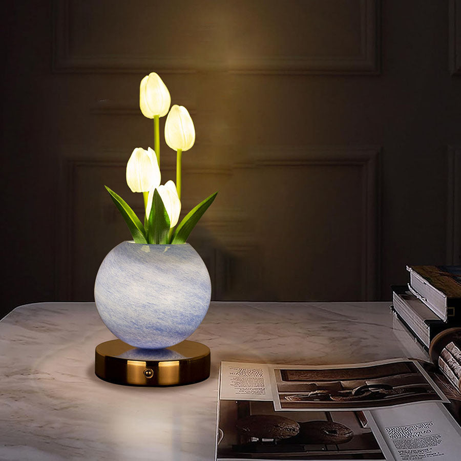 Orange Tulip Night Light - Floral Table Lamp for Bedroom Ambiance - Image 5