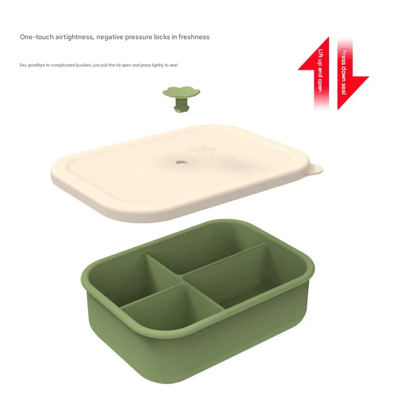 Light blue Microwave-Safe Silicone Lunch Box with 4 Compartments - Airtight Bento Box for Work and Travel - Image 2