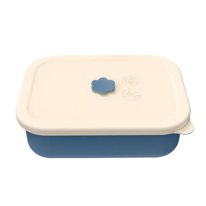 Dark blue Microwave-Safe Silicone Lunch Box with 4 Compartments - Airtight Bento Box for Work and Travel