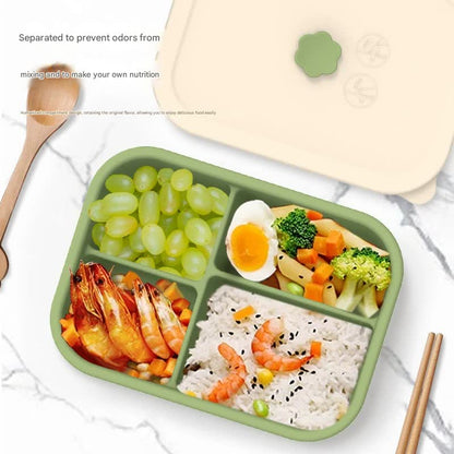 Dark blue Microwave-Safe Silicone Lunch Box with 4 Compartments - Airtight Bento Box for Work and Travel - Image 3