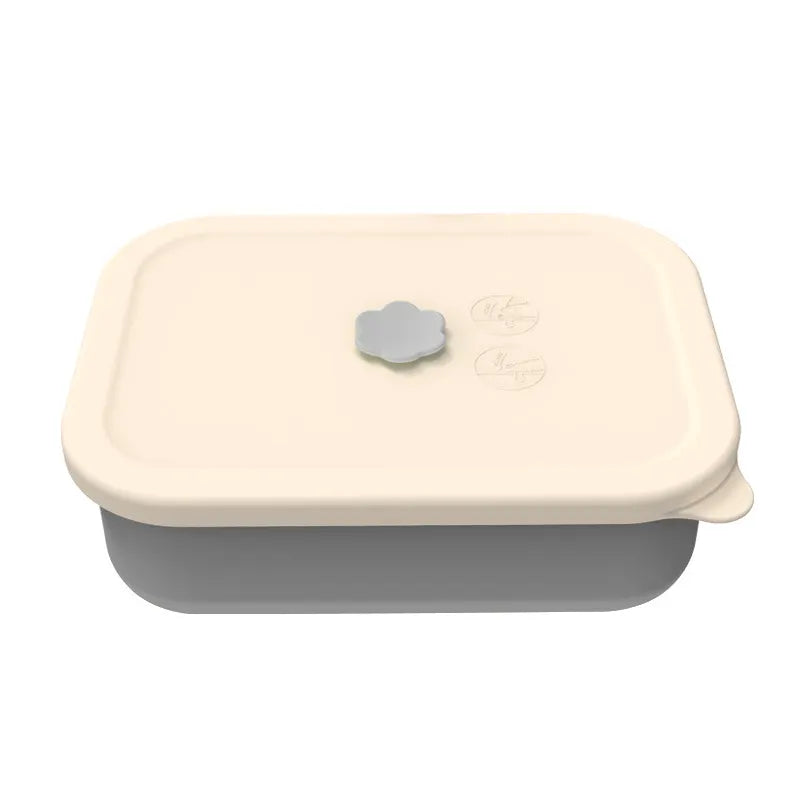 Gray Microwave-Safe Silicone Lunch Box with 4 Compartments - Airtight Bento Box for Work and Travel