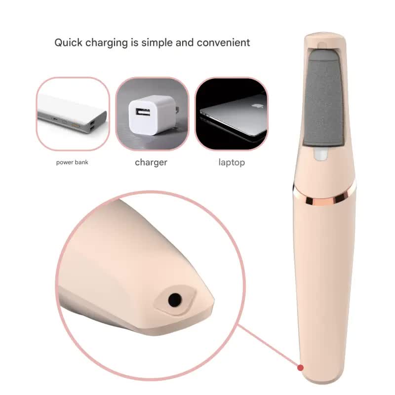 Rechargeable Electric Foot File - Waterproof Callus Remover with Interchangeable Heads(white) - Image 2