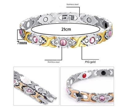 Magnetic Therapy Bracelet - Anti-Allergy Jewelry with Gemstone Design and Health Benefits(Rose Gold) - Image 2