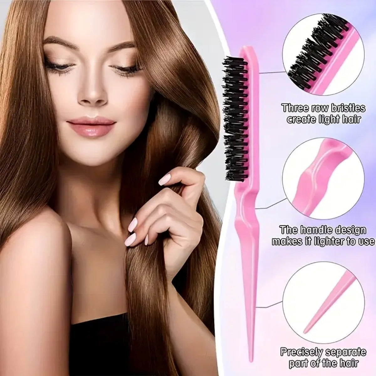 Complete Hair Styling Kit with Detangling Brushes, Combs, Spray Bottle, and Accessories(black) - Image 2