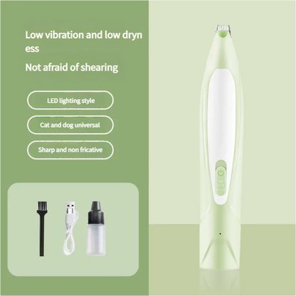 Electric Pet Hair Clipper with Type-C Charging, LED Light, and Grooming Accessories(green)