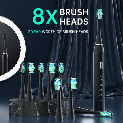 Advanced Electric Toothbrush with 5 Modes and 8 Brush Heads(Black) - Image 5