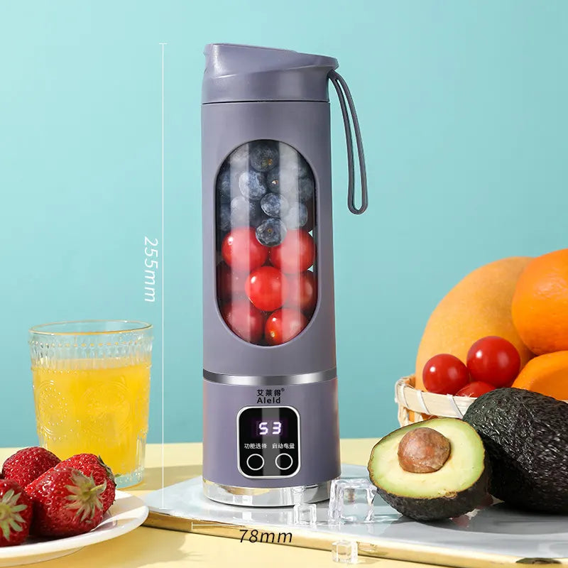 Portable Electric Juicer Blender - 450ml USB Rechargeable Smoothie Maker with 12 Blades(Purple)