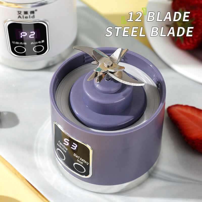 Portable Electric Juicer Blender - 450ml USB Rechargeable Smoothie Maker with 12 Blades(Purple) - Image 3