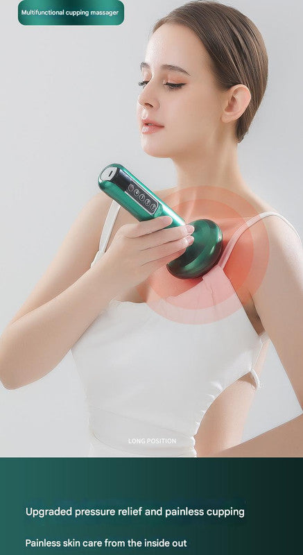 Rechargeable 6-Level Electric Cupping & Gua Sha Massager with LED Display & Magnetic Therapy Head(white) - Image 2
