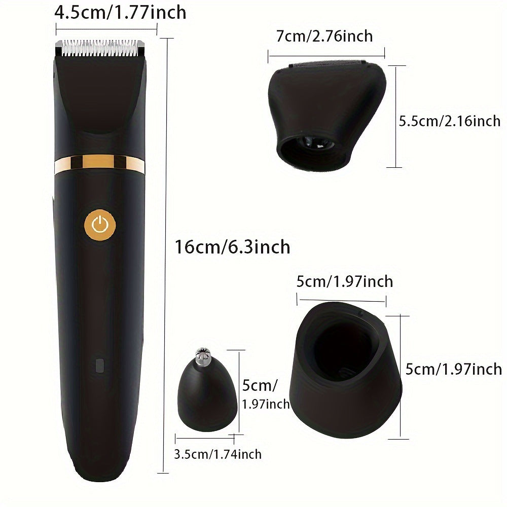 3-in-1 Men's Electric Body Groomer & Hair Clipper Kit - Waterproof, USB-C Rechargeable with Charging Dock(black) - Image 6
