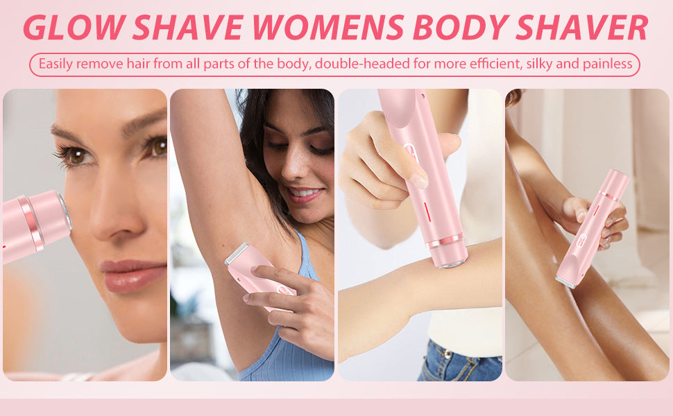 2-in-1 Ladies Electric Shaver & Trimmer - IPX7 Waterproof, USB-C Rechargeable, Dual Head Design(pink) - Image 6