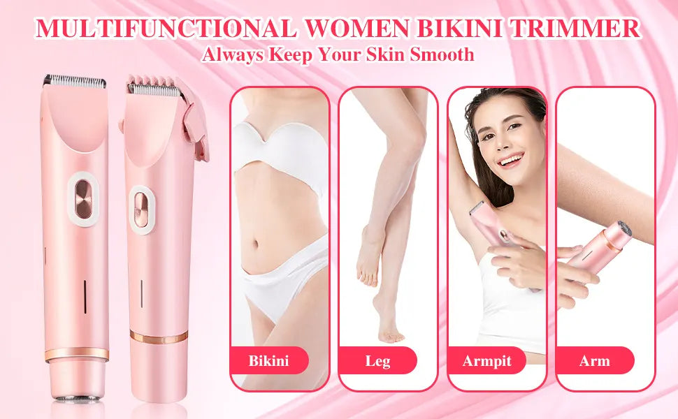 2-in-1 Ladies Electric Shaver & Trimmer - IPX7 Waterproof, USB-C Rechargeable, Dual Head Design(Purple) - Image 4