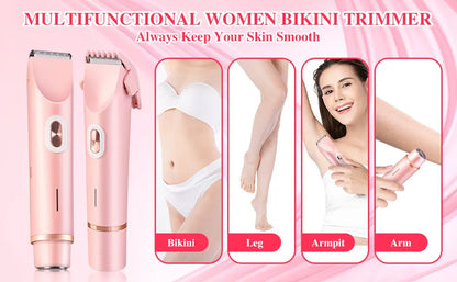 2-in-1 Ladies Electric Shaver & Trimmer - IPX7 Waterproof, USB-C Rechargeable, Dual Head Design(Purple) - Image 4
