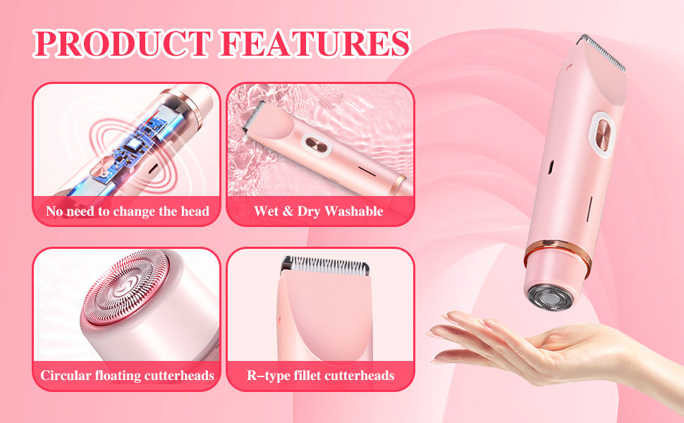 2-in-1 Ladies Electric Shaver & Trimmer - IPX7 Waterproof, USB-C Rechargeable, Dual Head Design(Purple) - Image 5