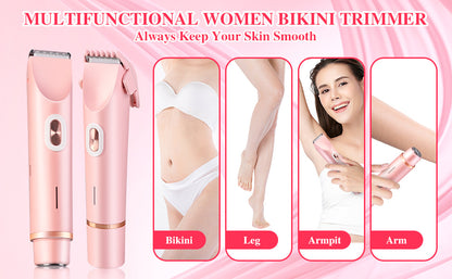 2-in-1 Ladies Electric Shaver & Trimmer - IPX7 Waterproof, USB-C Rechargeable, Dual Head Design(Blue) - Image 4