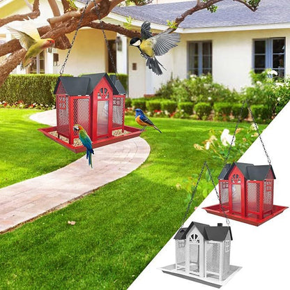 Charming House-Shaped Hanging Bird Feeder - Durable Metal Design for Wild Birds(purple) - Image 4