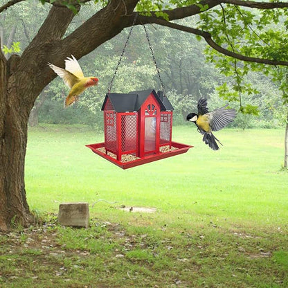 Charming House-Shaped Hanging Bird Feeder - Durable Metal Design for Wild Birds(purple) - Image 6