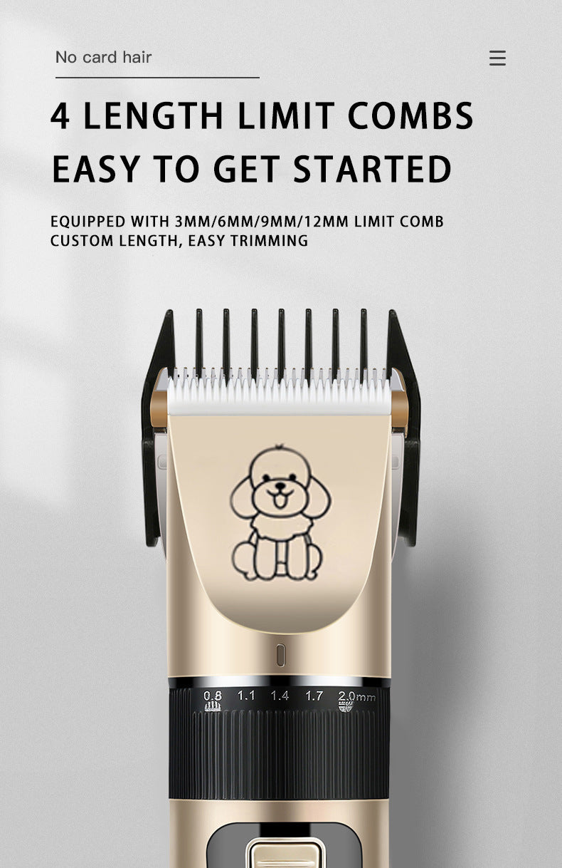 Professional Pet Grooming Hair Clipper Kit - Rechargeable, Low Noise, with Ceramic Blades & 5-Speed Adjustment(Platinum) - Image 8