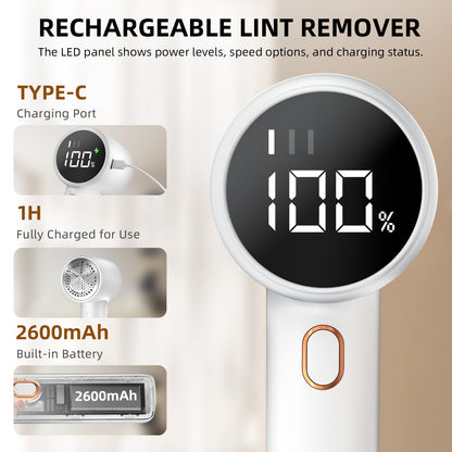 Rechargeable Electric Lint Remover with LED Display - 3 Speed Levels, USB-C Charging, 2600mAh Battery(black) - Image 3