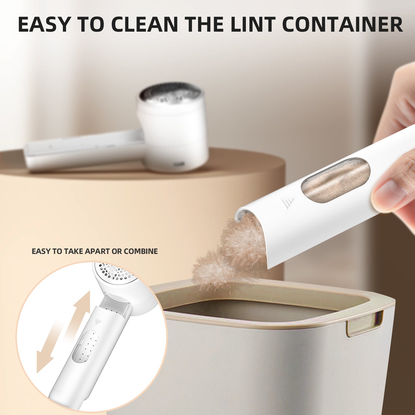 Rechargeable Electric Lint Remover with LED Display - 3 Speed Levels, USB-C Charging, 2600mAh Battery(white) - Image 4