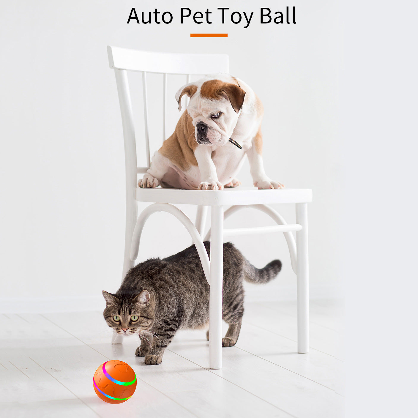 Interactive Auto Pet Toy Ball with Remote Control - USB Rechargeable, LED Lights, Sturdy & Waterproof(orange) - Image 3