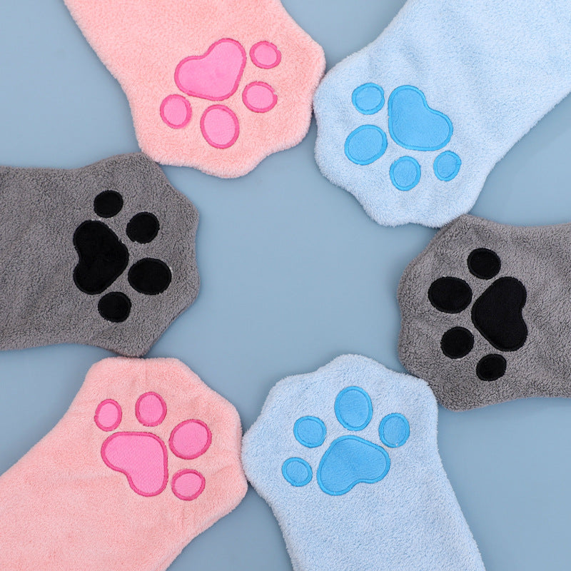 Adorable Pet Paw Grooming & Drying Mitt - Super Absorbent Fleece Material(Blue) - Image 3