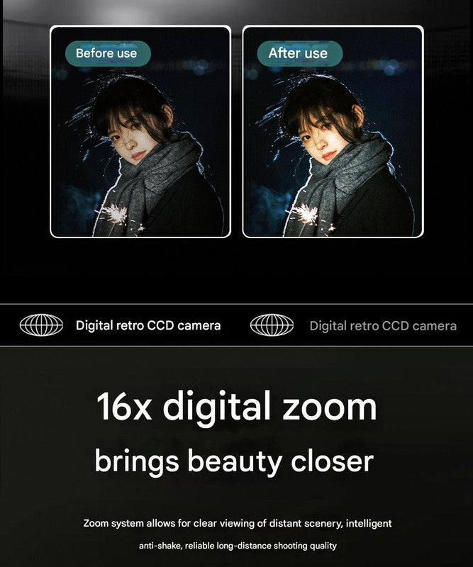 Compact 4K Digital Camera - 50MP, 16x Zoom, 2.4-inch IPS Screen, WiFi & Fill Light - Retro CCD Style(Purple) - Image 5
