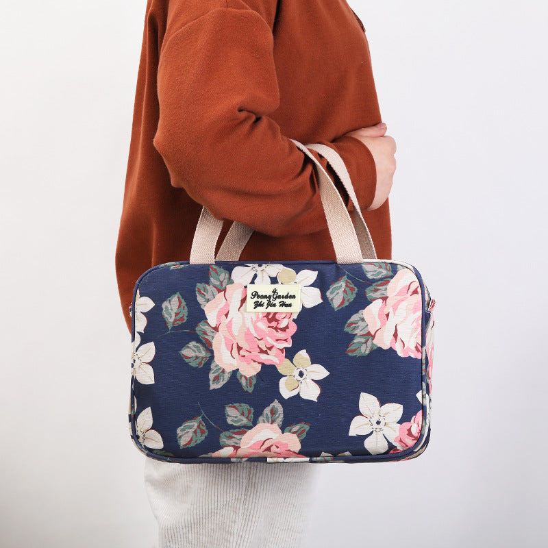 Versatile Portable Handled Bag - Durable Waterproof Fabric, Ideal for Toiletries, Lunch & Travel(Rose) - Image 4