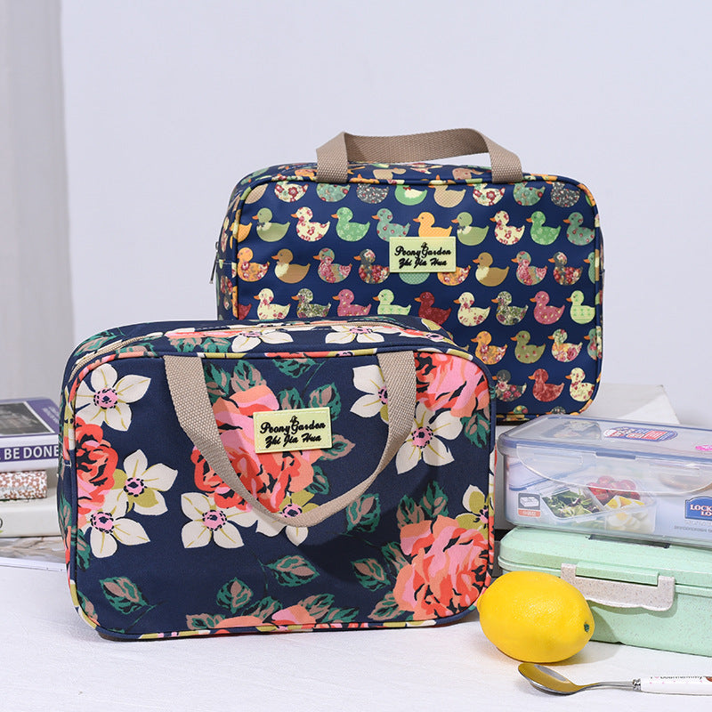 Versatile Portable Handled Bag - Durable Waterproof Fabric, Ideal for Toiletries, Lunch & Travel(Leaves) - Image 2