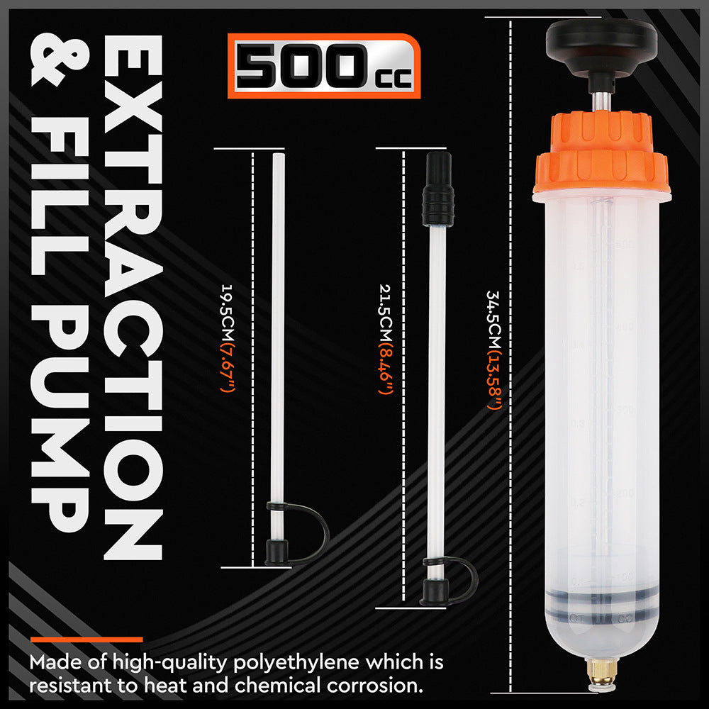 500cc Fluid Extraction & Fill Pump Syringe - Durable Manual Pump for Automotive & Marine Fluids - Image 2
