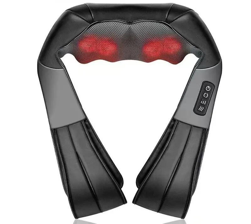 Deep Kneading Shiatsu Neck & Shoulder Massager with Heat - USB Rechargeable Ergonomic Design(Gray and black)
