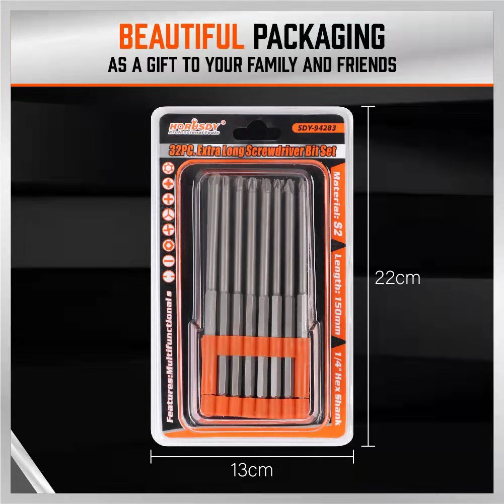 32-Piece Extra Long Screwdriver Bit Set - 150mm S2 Steel Bits with Organizer Stand - Image 2