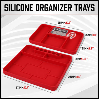 Set of 2 Non-Slip Flexible Silicone Tool Organizer Trays with Magnetic Parts Holder - Image 4
