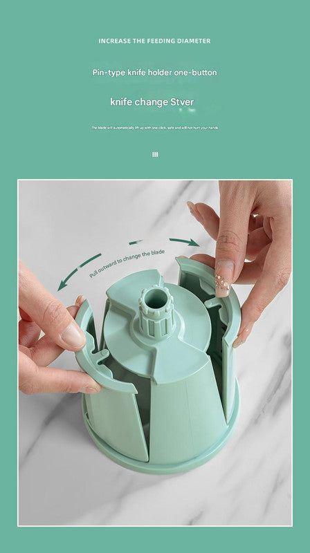 Multi-Function Rotary Vegetable Slicer & Grater - 5 Blade Types (10 Pcs Total) with Storage Box-green - Image 7