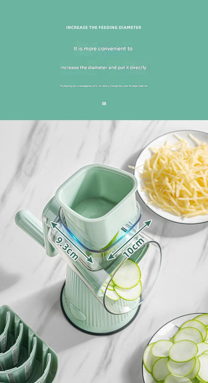 Multi-Function Rotary Vegetable Slicer & Grater - 5 Blade Types (10 Pcs Total) with Storage Box-white - Image 5