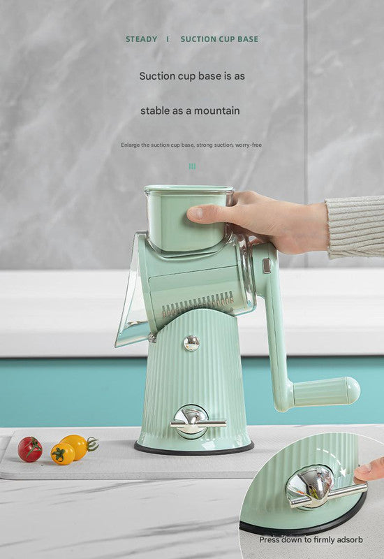 Multi-Function Rotary Vegetable Slicer & Grater - 5 Blade Types (10 Pcs Total) with Storage Box-white - Image 8
