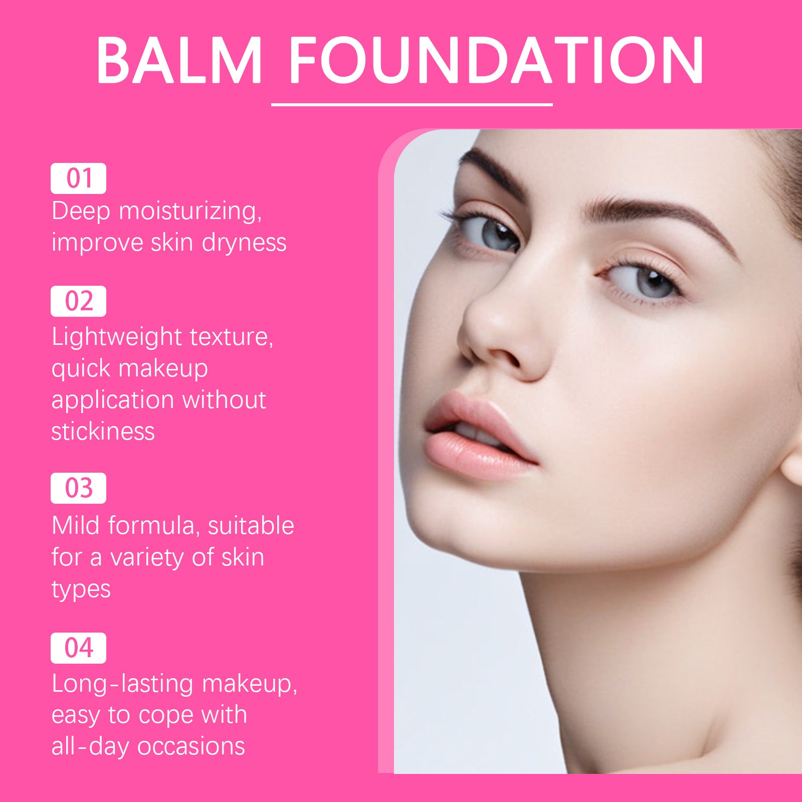 Moisturizing Balm Foundation - Lightweight Texture, Long-Lasting Natural Coverage(Dark skin tone) - Image 4