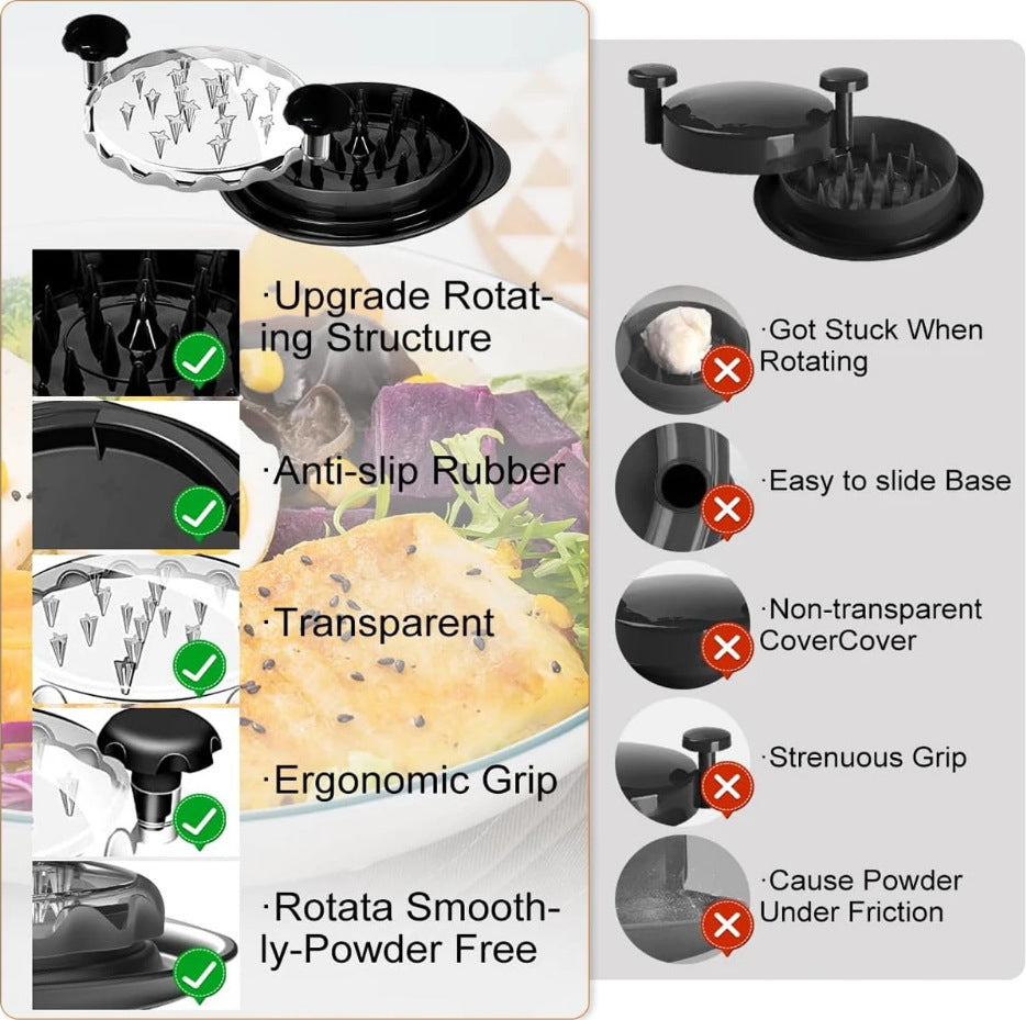 Upgraded Meat Shredder Tool - Rotating Chicken & Pork Puller with Anti-Slip Base & Ergonomic Grips(black) - Image 2