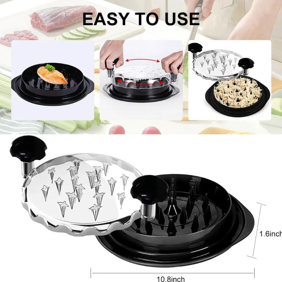 Upgraded Meat Shredder Tool - Rotating Chicken & Pork Puller with Anti-Slip Base & Ergonomic Grips(black) - Image 3