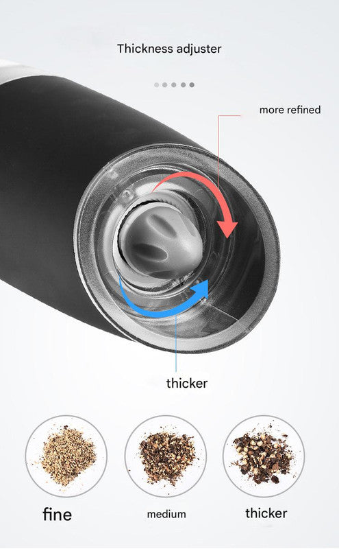 Gravity Electric Salt & Pepper Grinder Set - Adjustable Coarseness, LED Light, Battery Operated(black) - Image 4